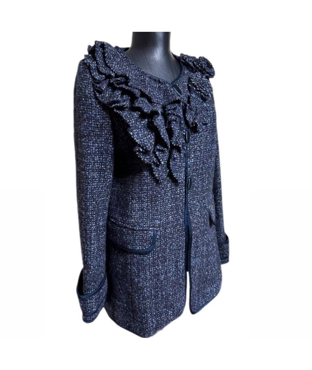 LIU JO Темно-синее шерстяное пальто, фото 6