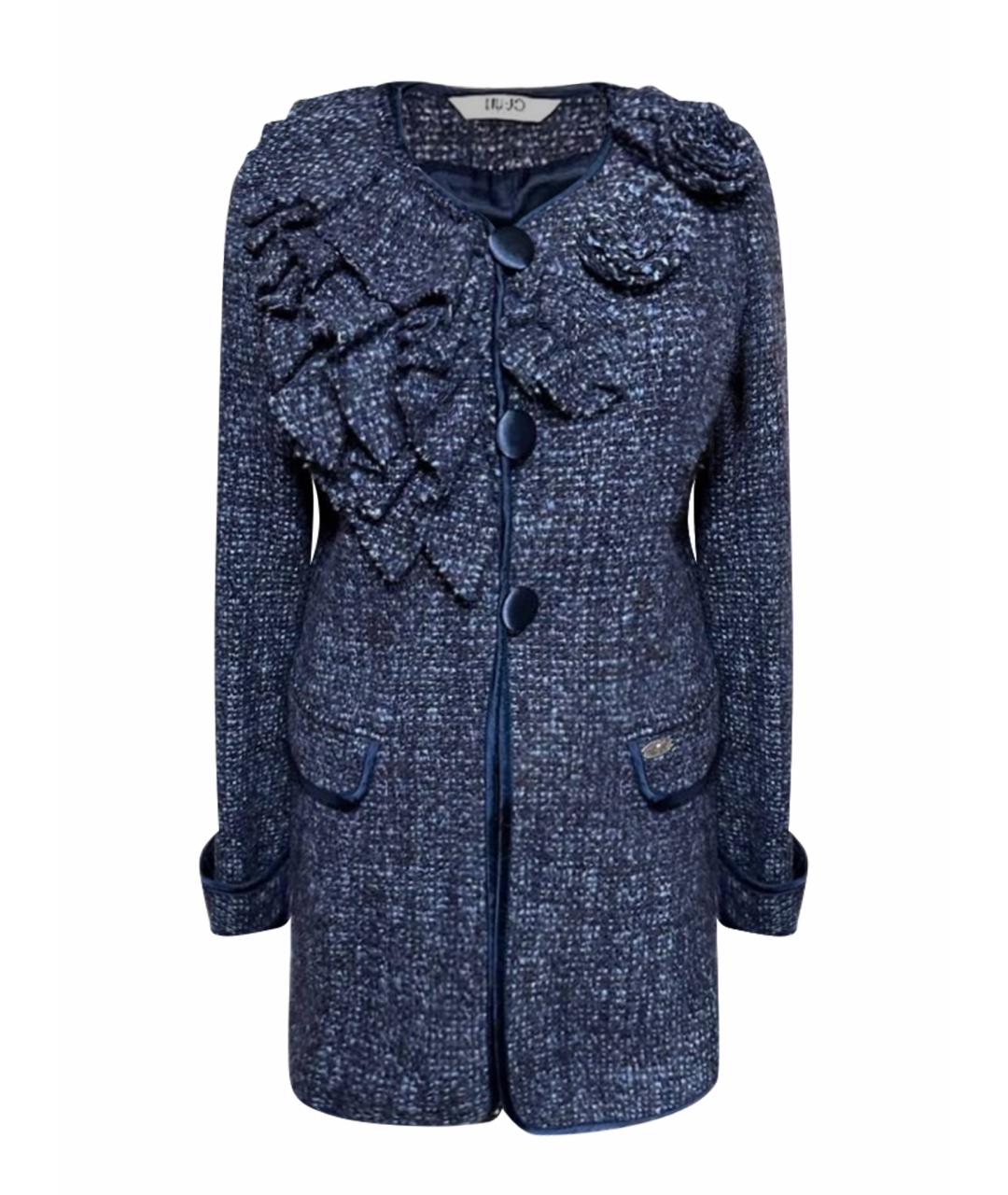 LIU JO Темно-синее шерстяное пальто, фото 1