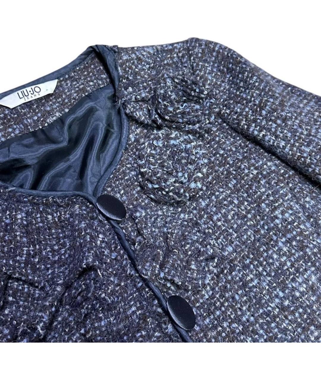 LIU JO Темно-синее шерстяное пальто, фото 4