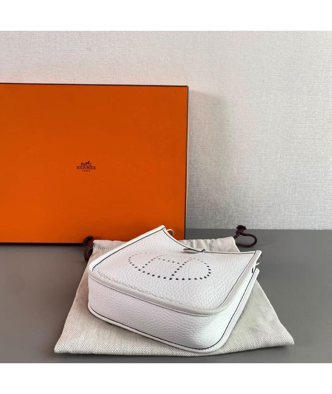 HERMES Белая кожаная сумка через плечо, фото 5
