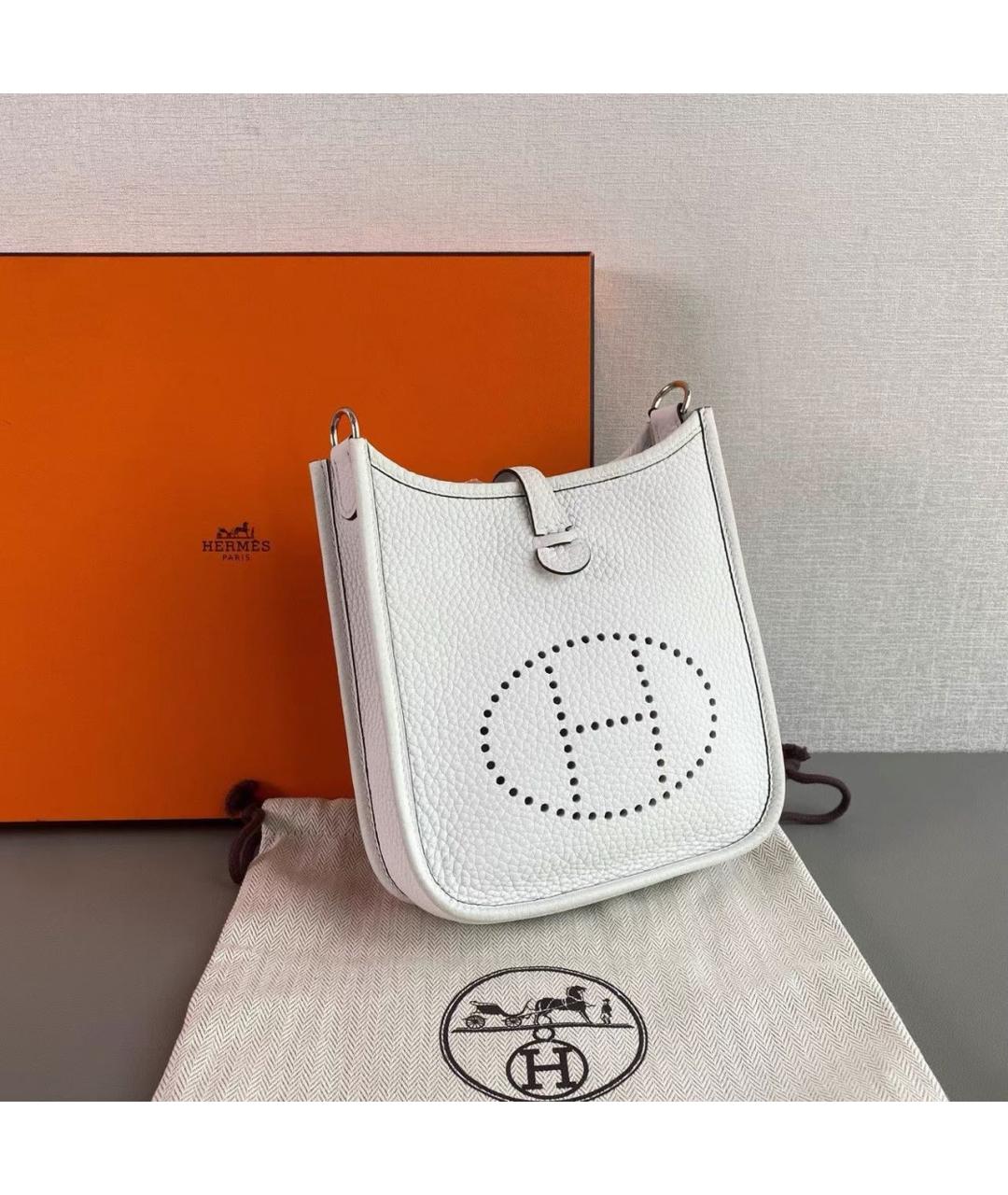 HERMES Белая кожаная сумка через плечо, фото 2