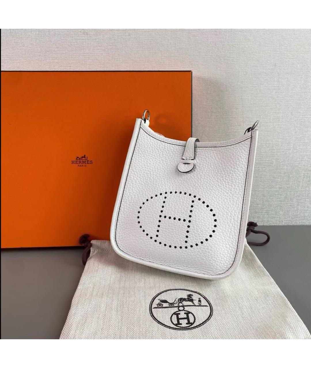 HERMES Белая кожаная сумка через плечо, фото 3