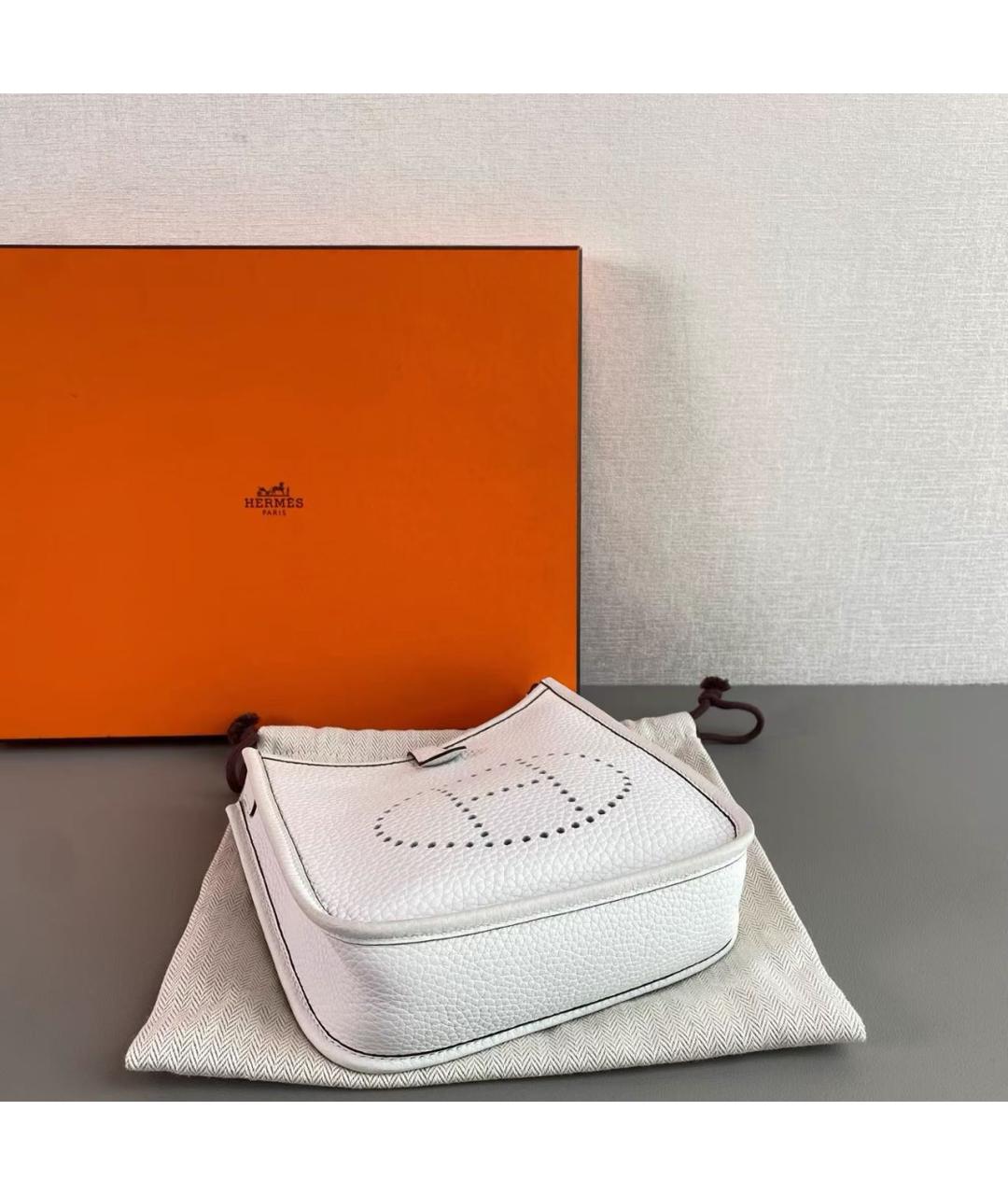 HERMES Белая кожаная сумка через плечо, фото 6