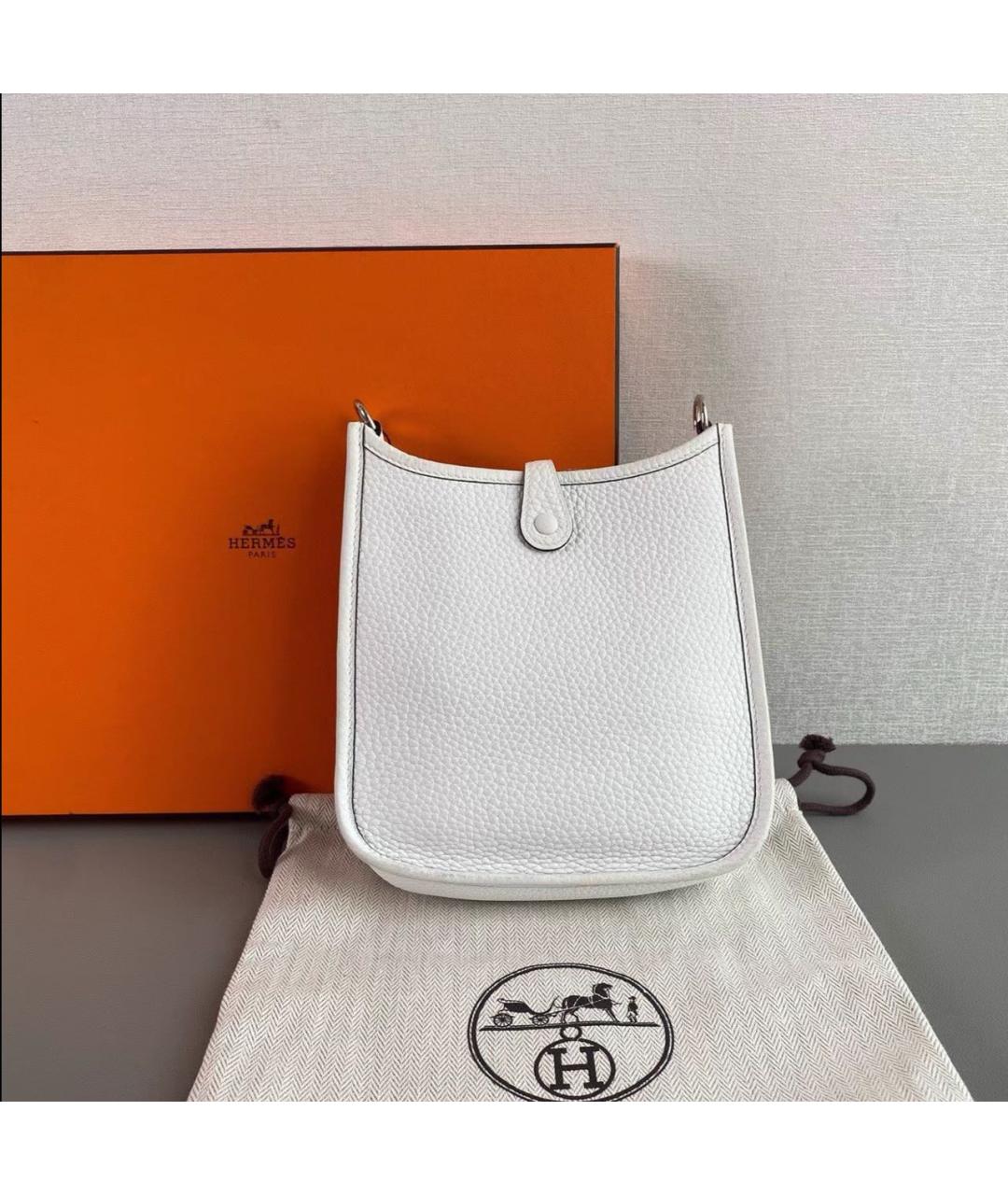 HERMES Белая кожаная сумка через плечо, фото 4