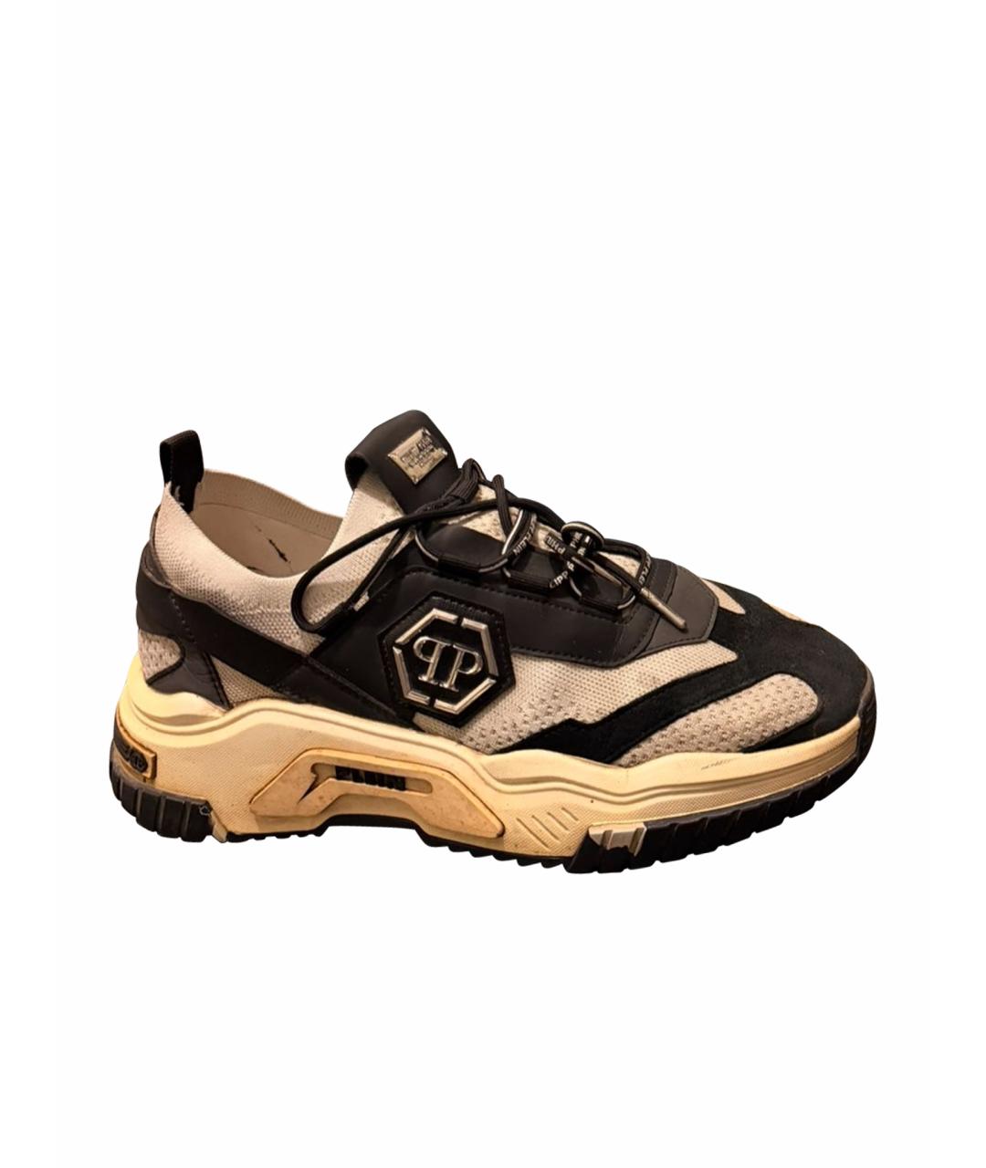 PHILIPP PLEIN Черные замшевые низкие кроссовки / кеды, фото 1