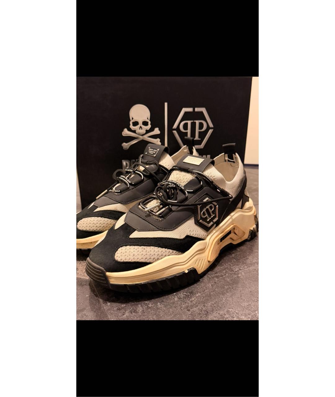 PHILIPP PLEIN Черные замшевые низкие кроссовки / кеды, фото 2