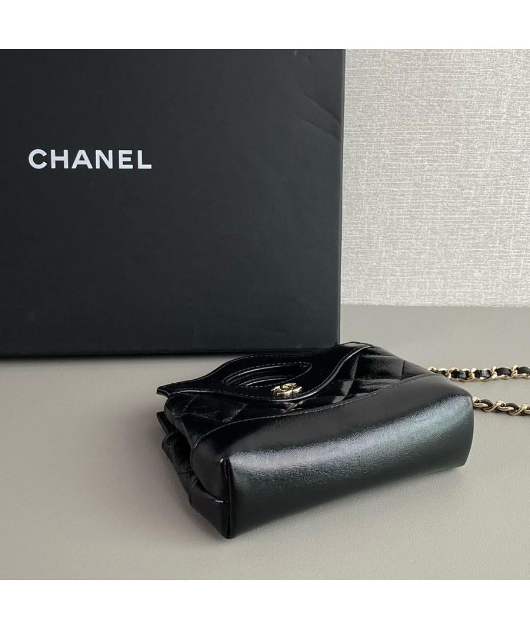 CHANEL Черная кожаная сумка через плечо, фото 6