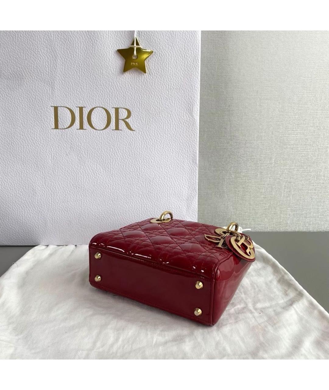 CHRISTIAN DIOR Красная сумка с короткими ручками из лакированной кожи, фото 5