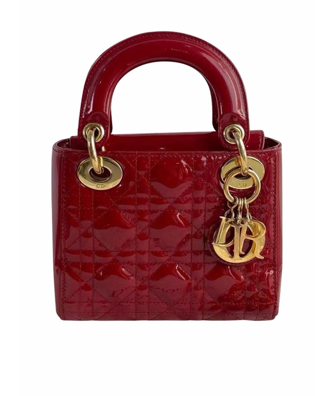 CHRISTIAN DIOR Красная сумка с короткими ручками из лакированной кожи, фото 1