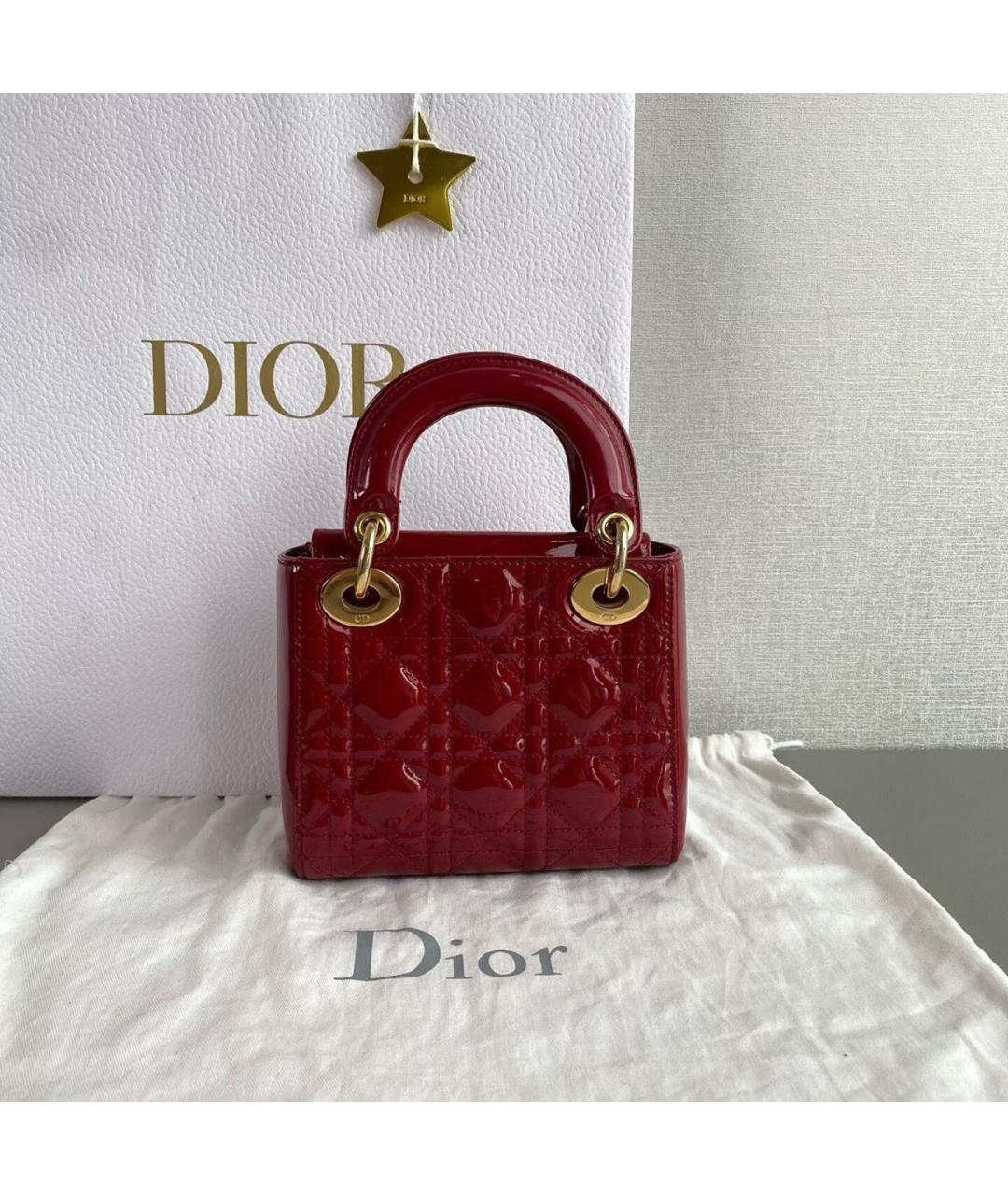 CHRISTIAN DIOR Красная сумка с короткими ручками из лакированной кожи, фото 4