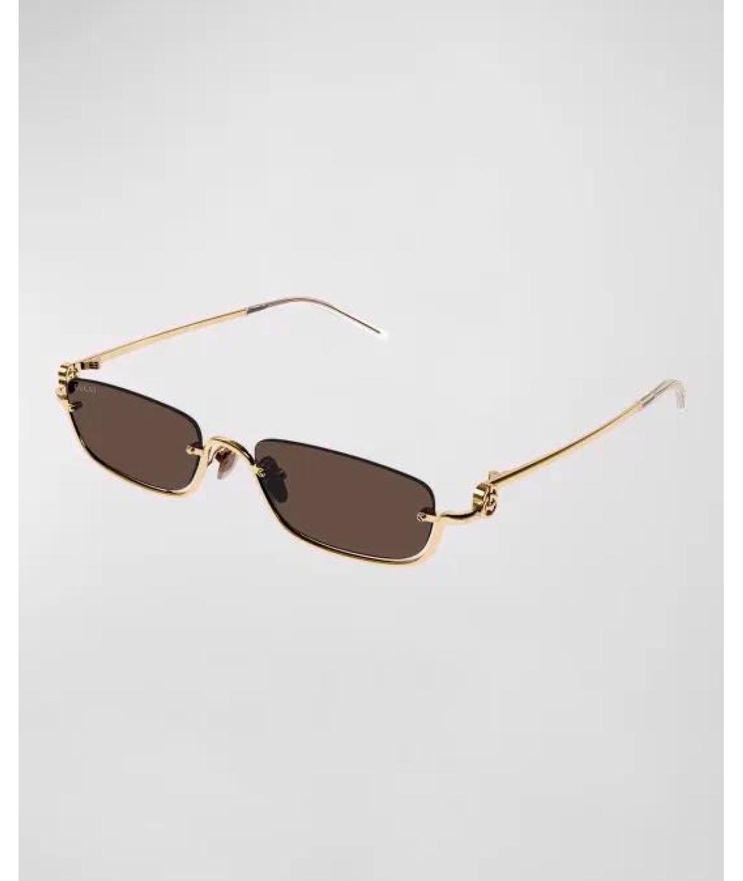 GUCCI Коричневые металлические солнцезащитные очки, фото 3
