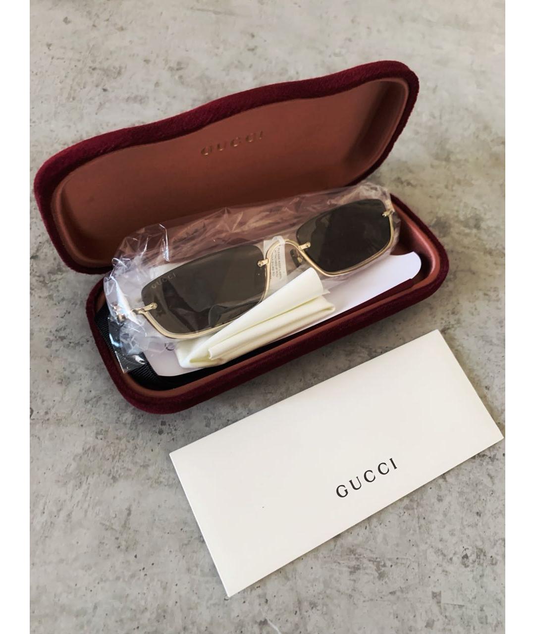 GUCCI Коричневые металлические солнцезащитные очки, фото 6