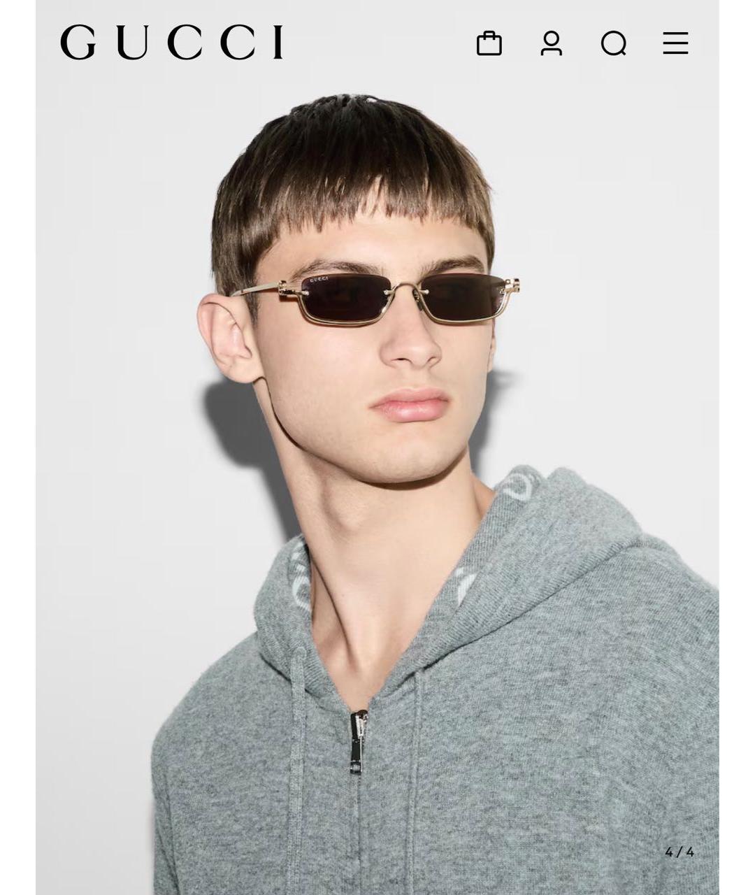 GUCCI Коричневые металлические солнцезащитные очки, фото 5