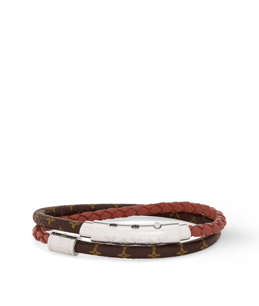LOUIS VUITTON Бордовый кожаный браслет, фото 7