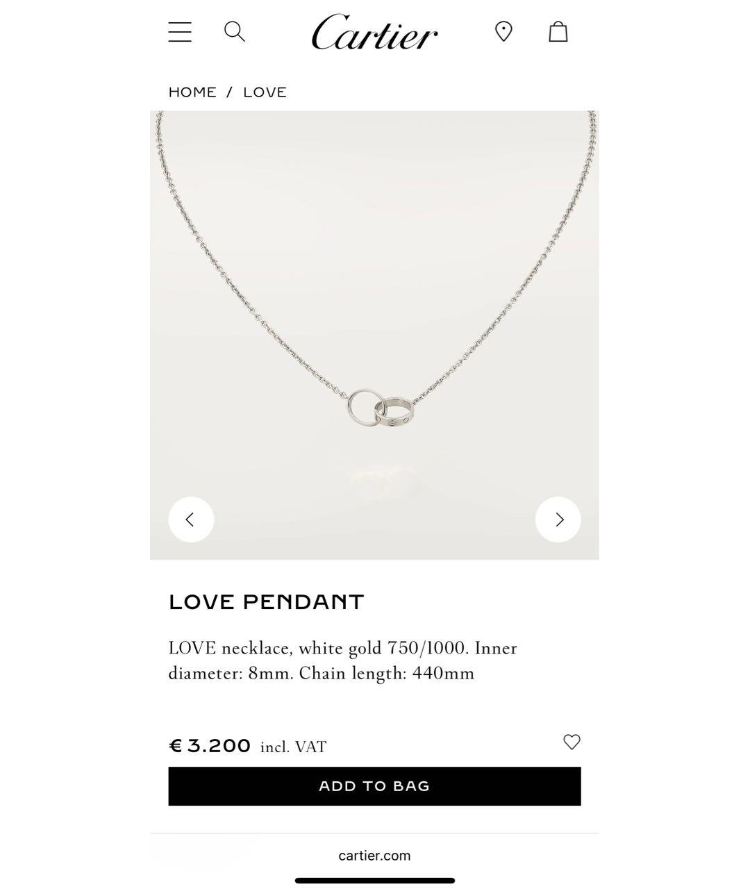 CARTIER Серебряная подвеска из белого золота, фото 7