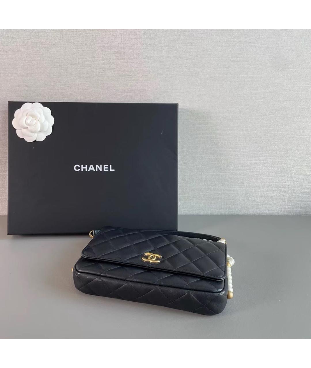 CHANEL Черная кожаная сумка через плечо, фото 6