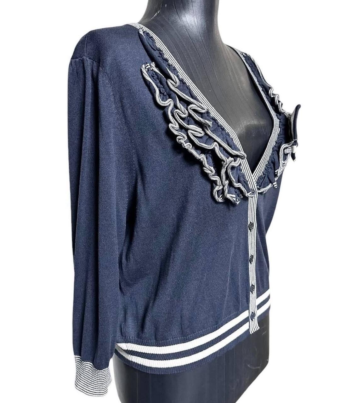 WEEKEND MAX MARA Темно-синий хлопковый кардиган, фото 5