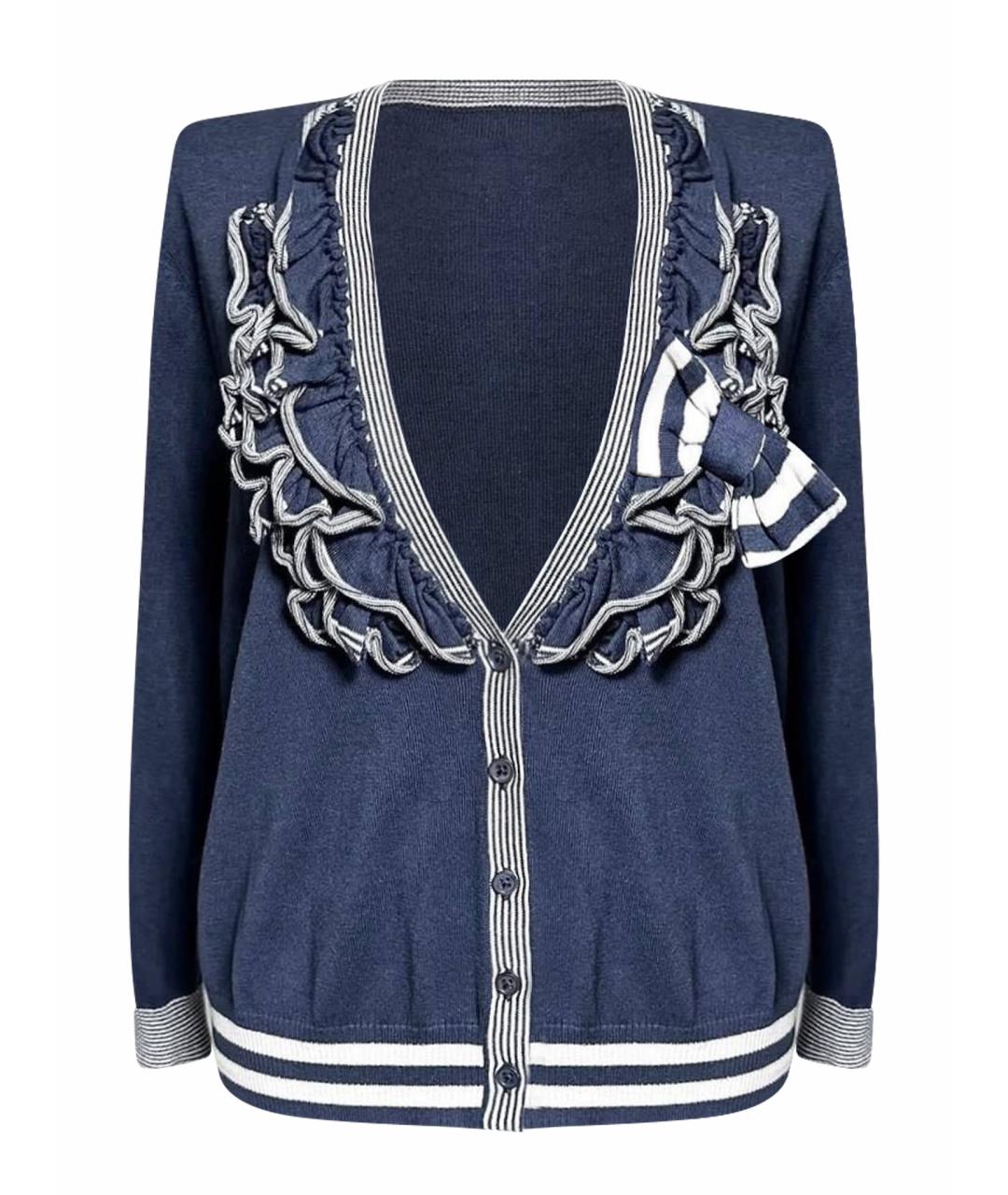 WEEKEND MAX MARA Темно-синий хлопковый кардиган, фото 1