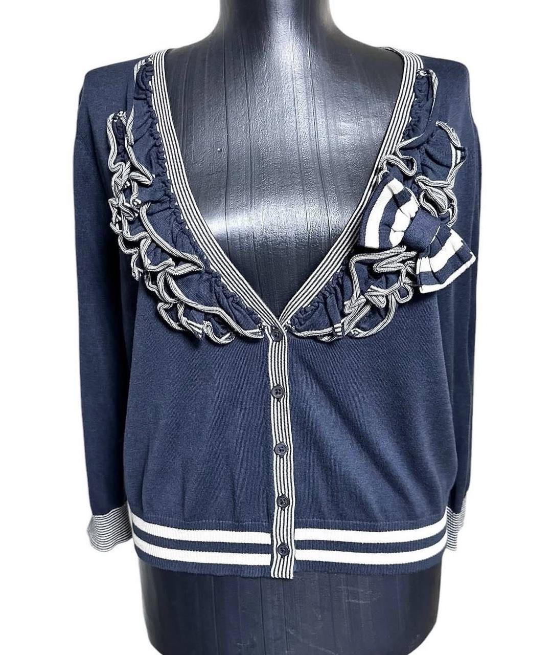 WEEKEND MAX MARA Темно-синий хлопковый кардиган, фото 9