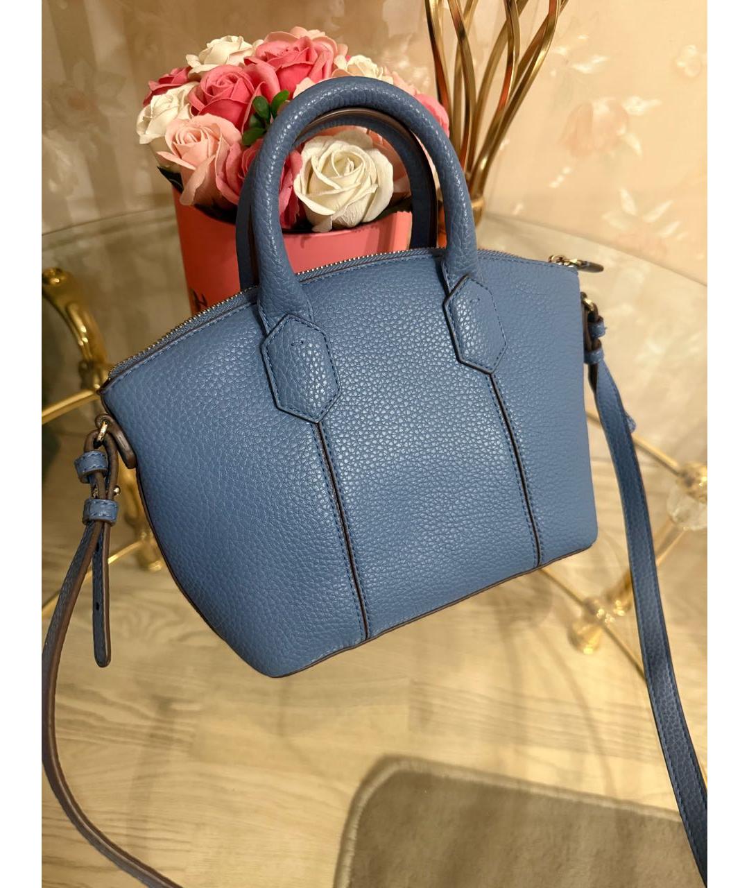 EMPORIO ARMANI Голубая кожаная сумка через плечо, фото 2