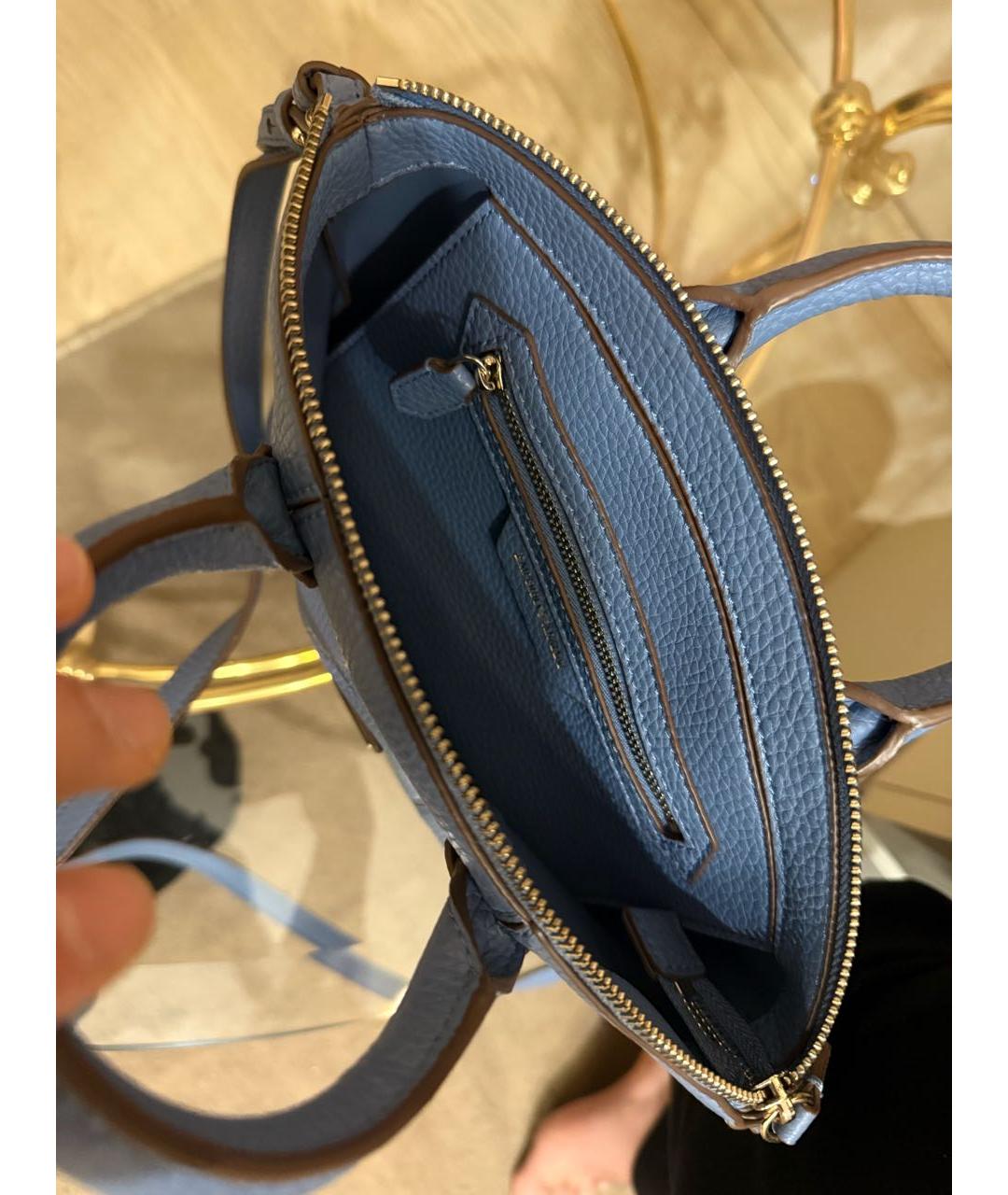 EMPORIO ARMANI Голубая кожаная сумка через плечо, фото 3