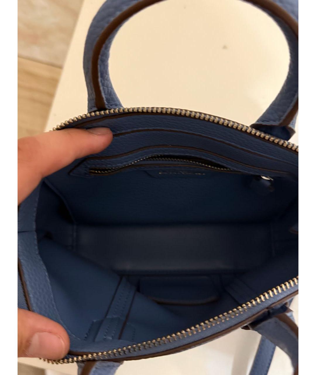 EMPORIO ARMANI Голубая кожаная сумка через плечо, фото 4