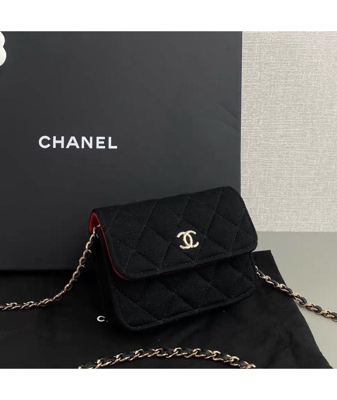 CHANEL Черная тканевая сумка через плечо, фото 2