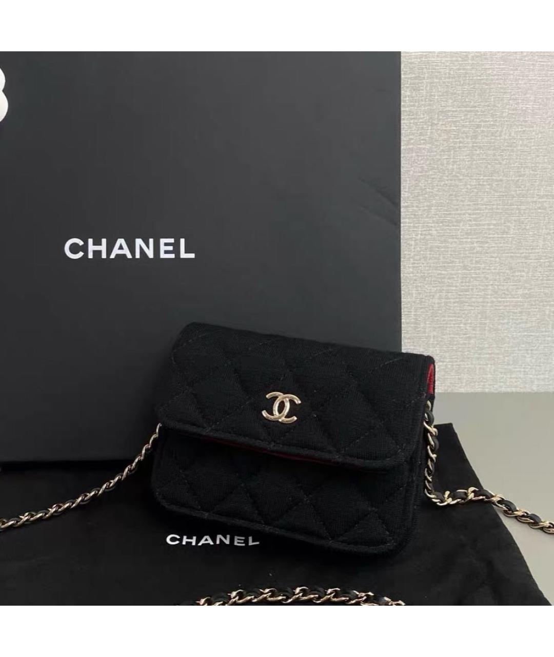 CHANEL Черная тканевая сумка через плечо, фото 4