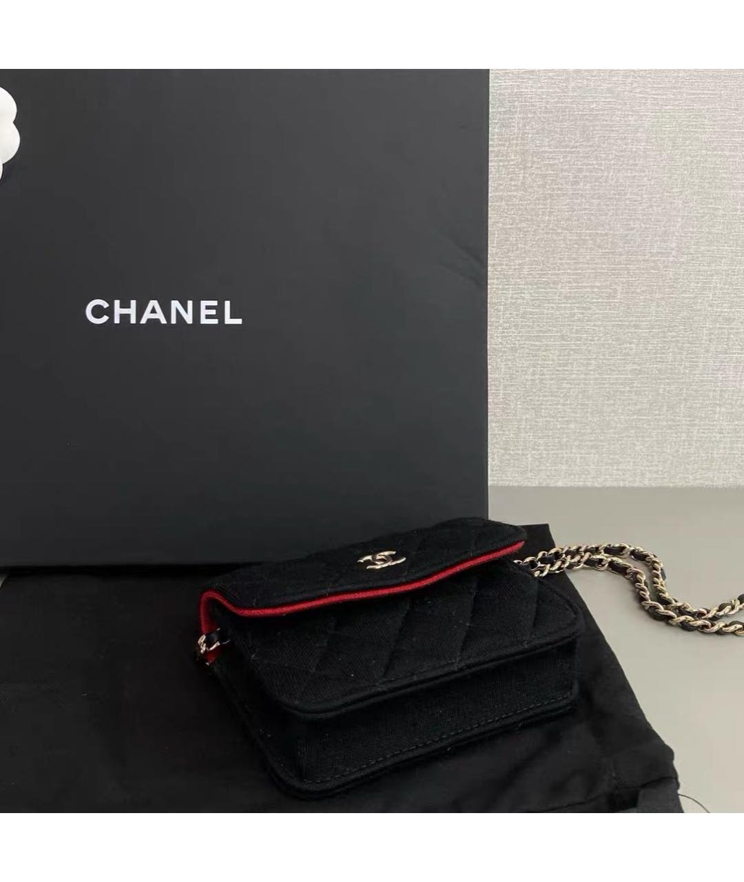 CHANEL Черная тканевая сумка через плечо, фото 6