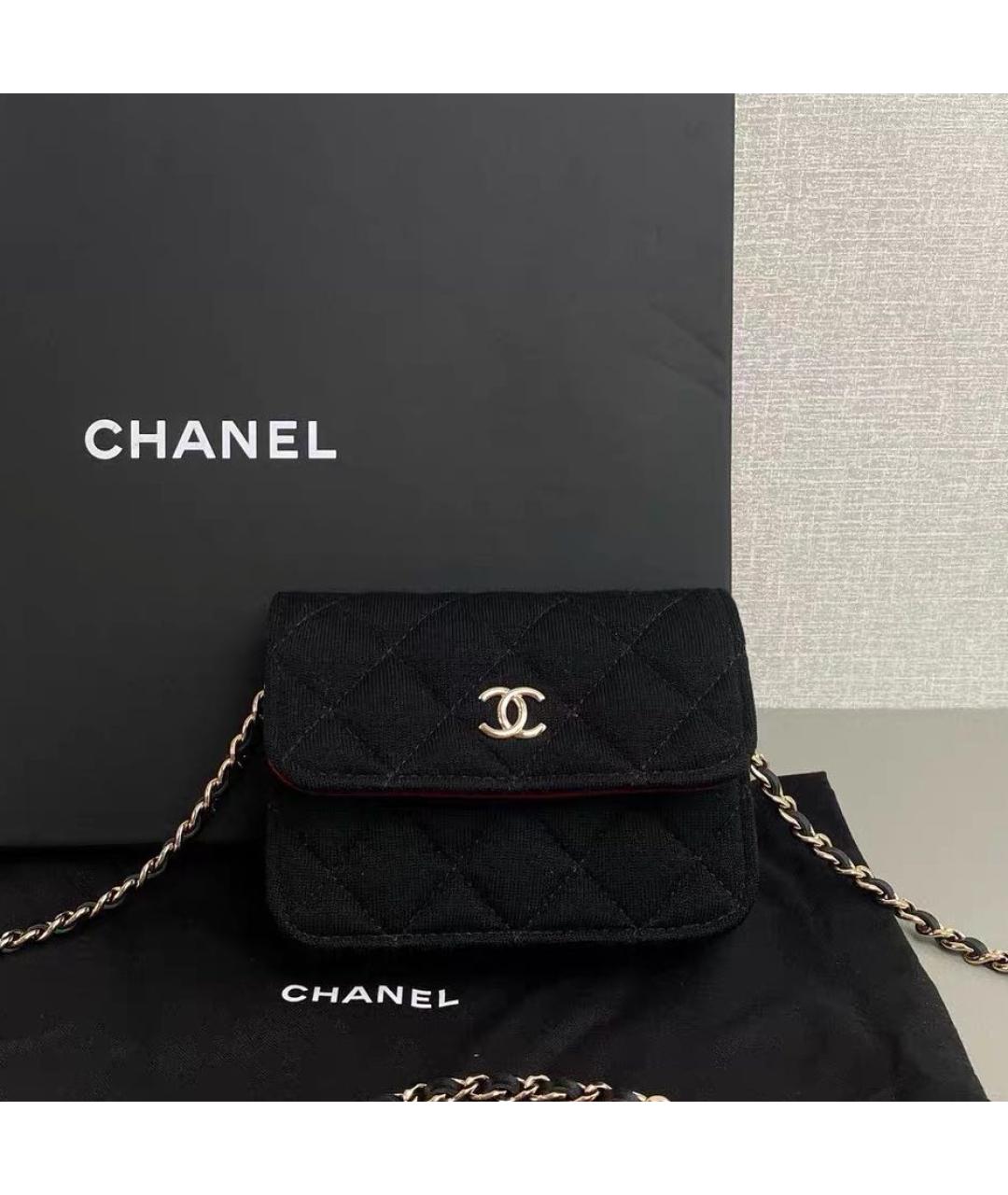 CHANEL Черная тканевая сумка через плечо, фото 7