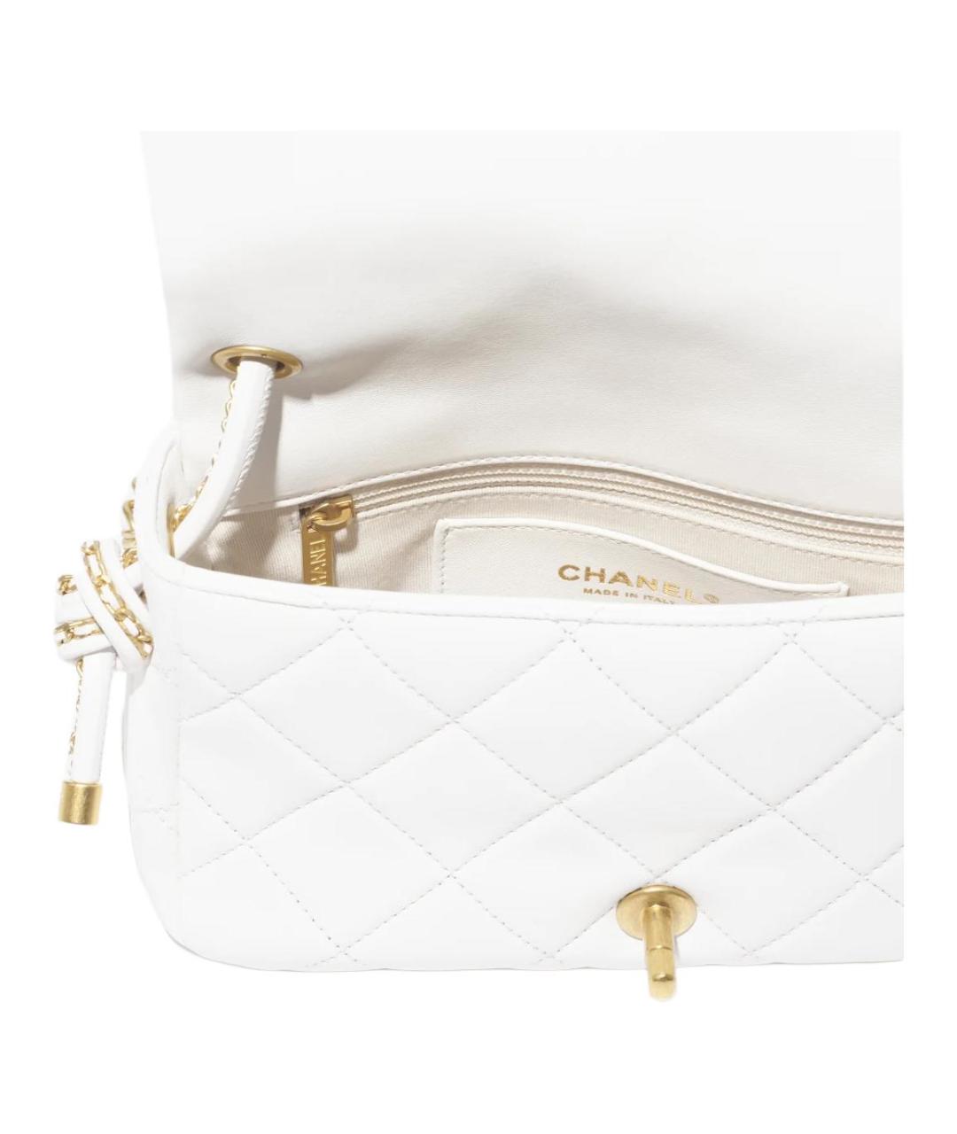 CHANEL Белая кожаная сумка через плечо, фото 4