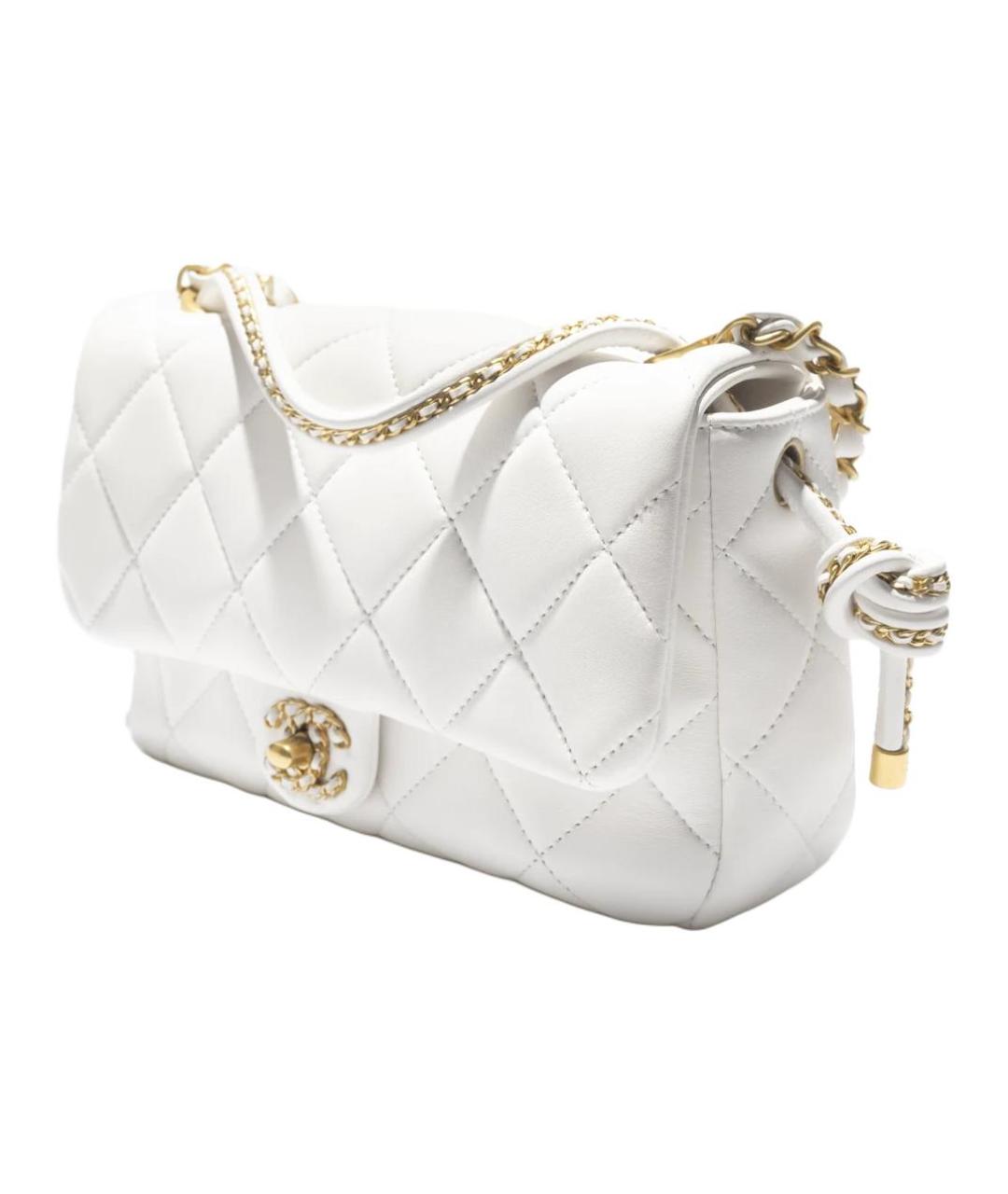 CHANEL Белая кожаная сумка через плечо, фото 3