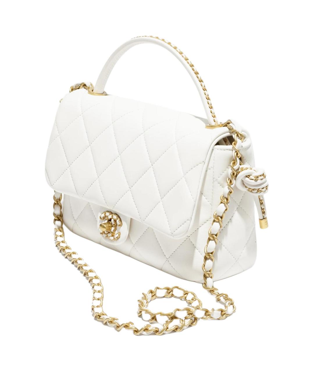 CHANEL Белая кожаная сумка через плечо, фото 2
