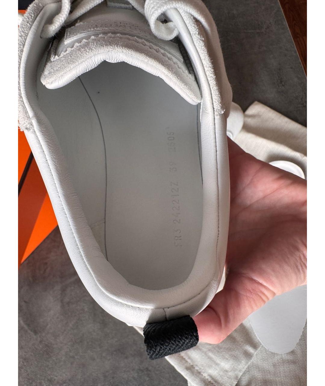 HERMES Белые кожаные кроссовки, фото 6