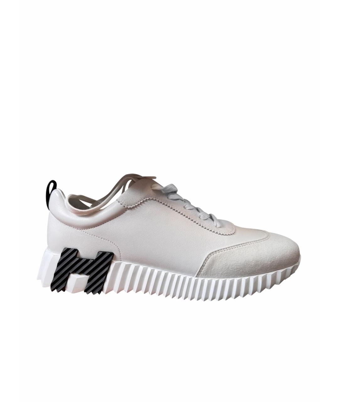 HERMES Белые кожаные кроссовки, фото 1