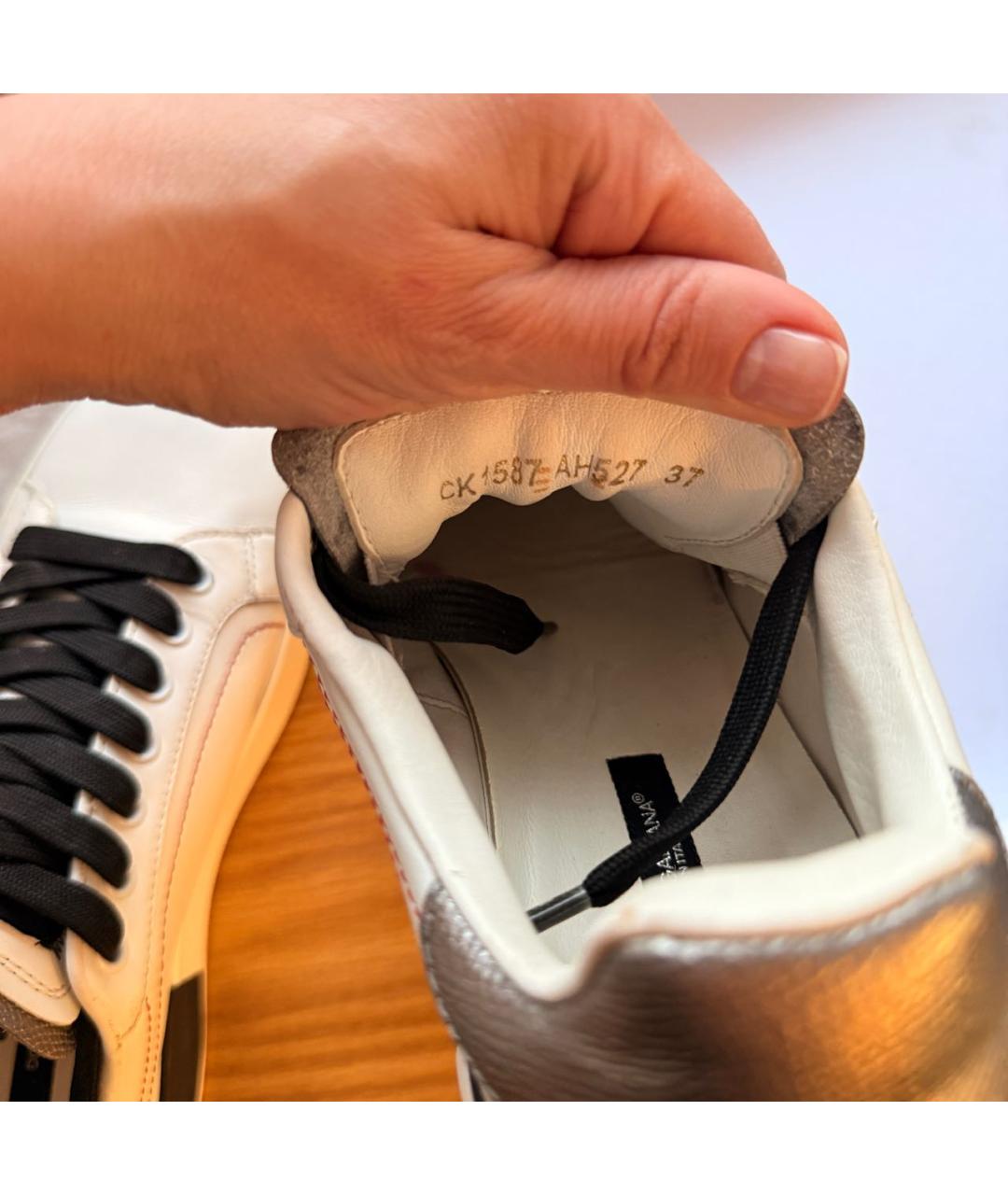 DOLCE&GABBANA Белые кожаные кеды, фото 4