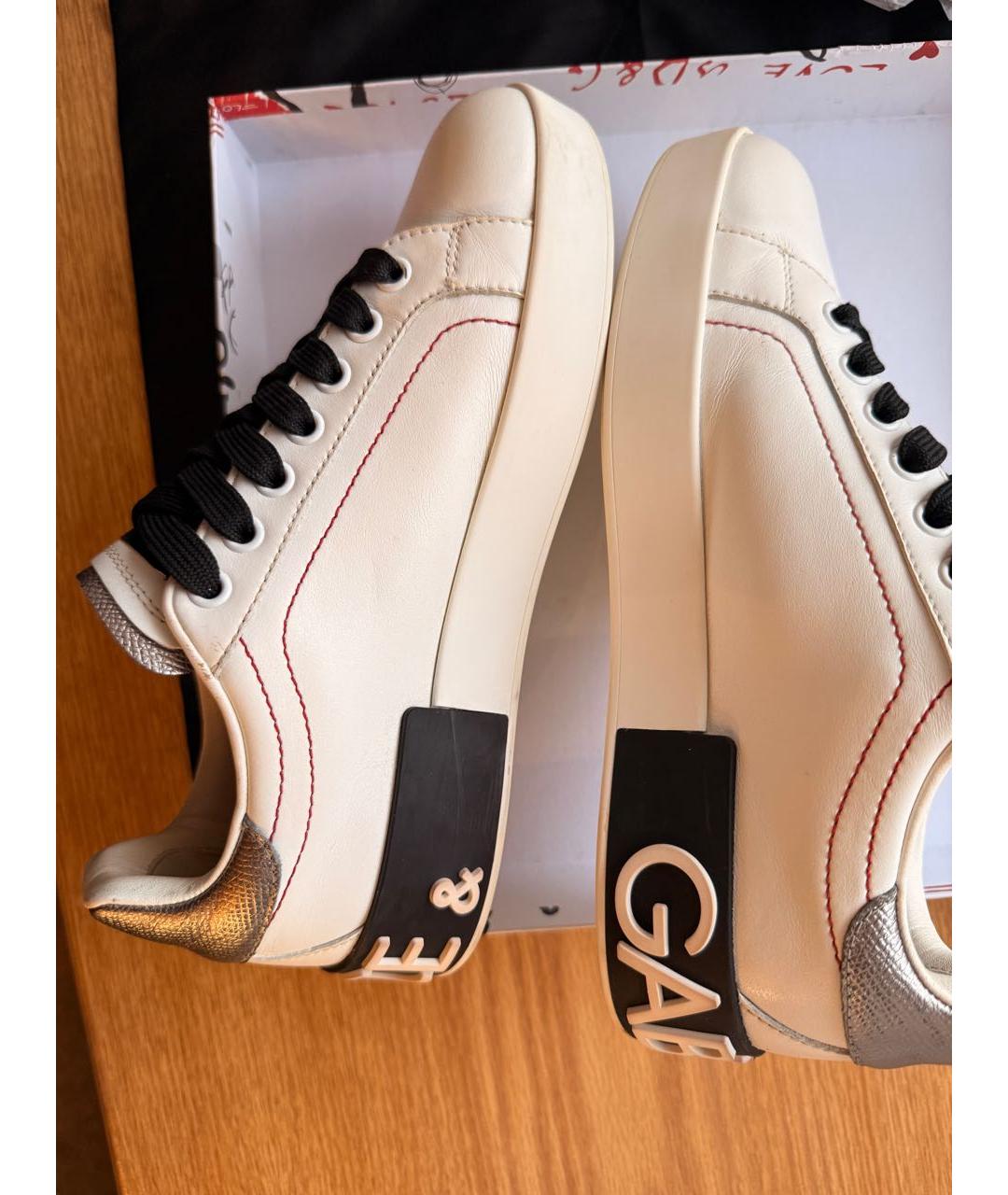 DOLCE&GABBANA Белые кожаные кеды, фото 7