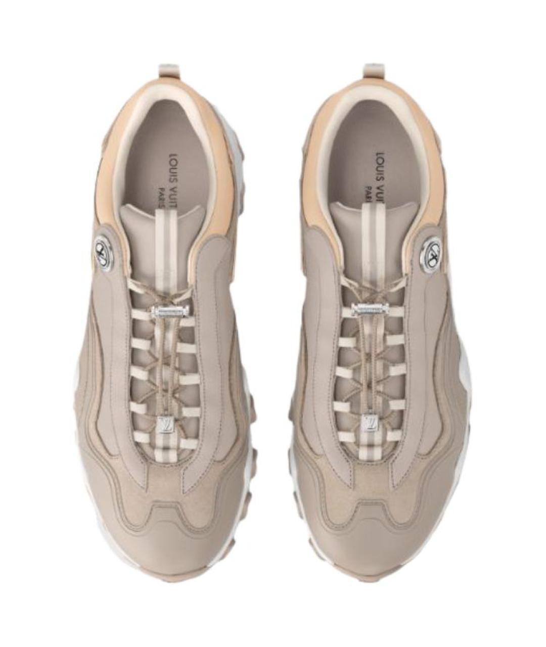 LOUIS VUITTON Бежевые кожаные кроссовки, фото 4