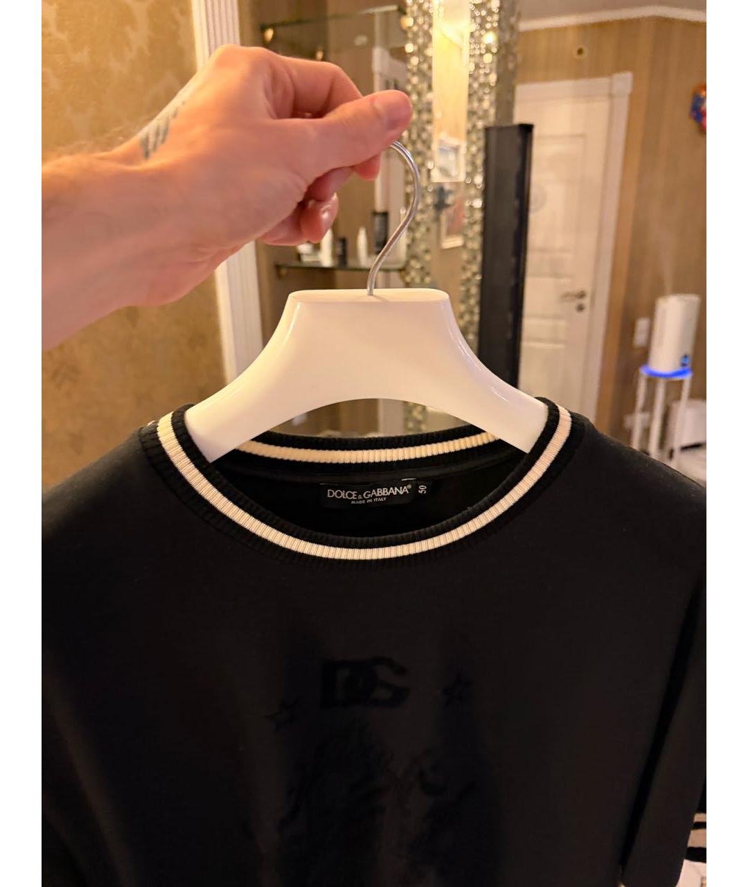 DOLCE&GABBANA Черная хлопковая футболка, фото 3