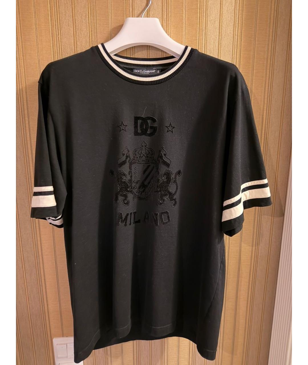 DOLCE&GABBANA Черная хлопковая футболка, фото 7