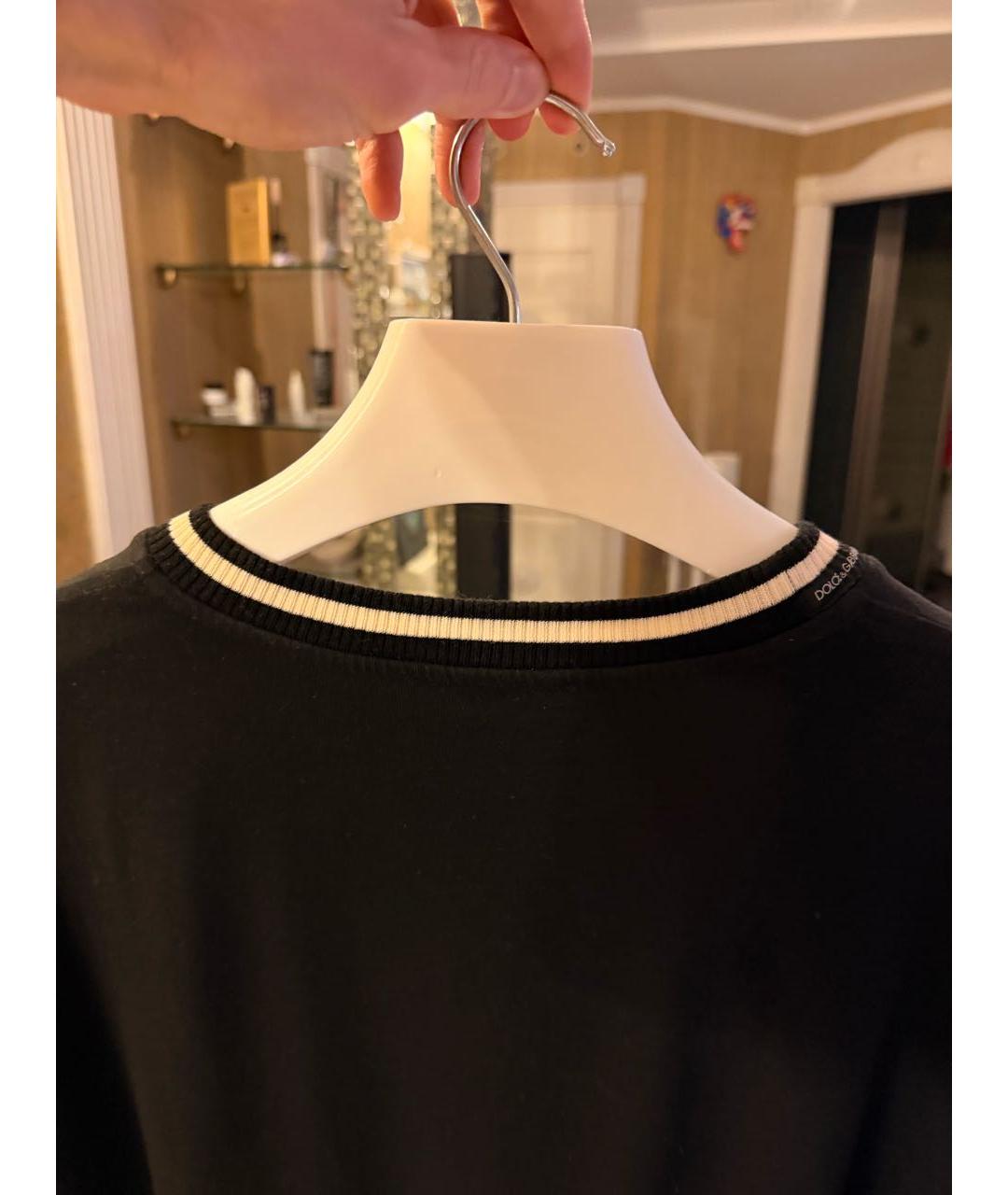 DOLCE&GABBANA Черная хлопковая футболка, фото 4