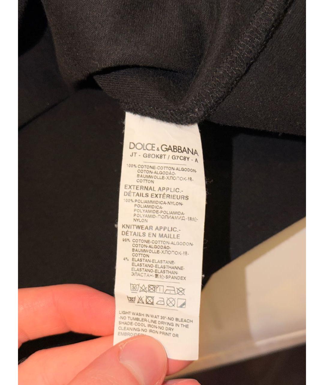 DOLCE&GABBANA Черная хлопковая футболка, фото 5