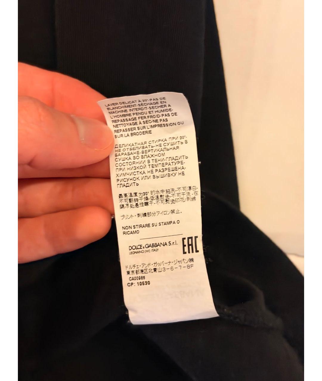 DOLCE&GABBANA Черная хлопковая футболка, фото 6