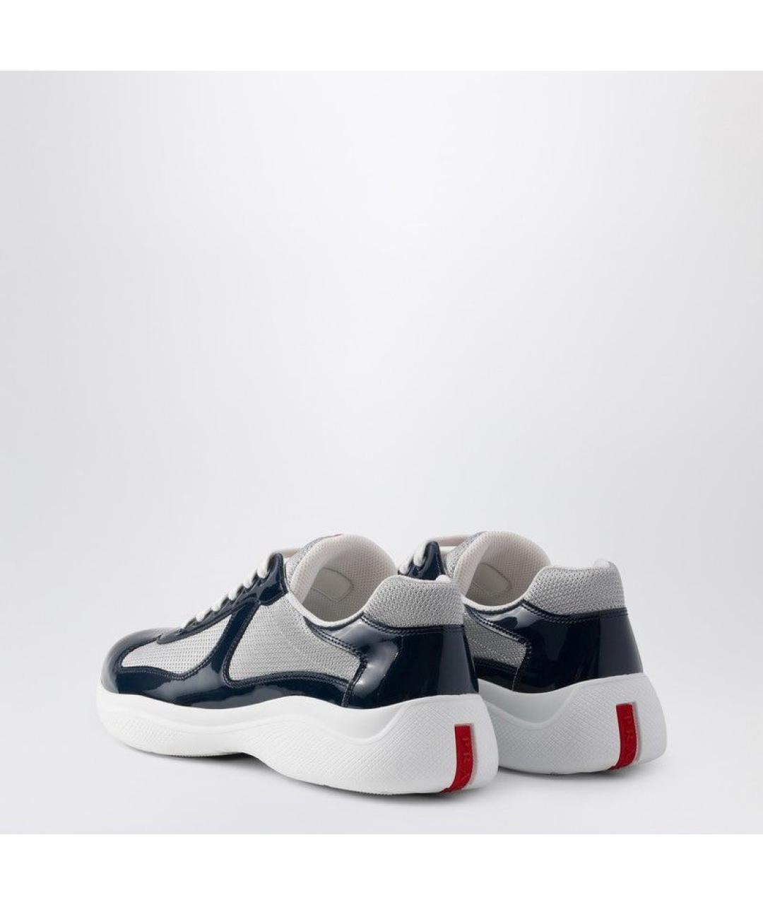 PRADA Синие текстильные низкие кроссовки / кеды, фото 3