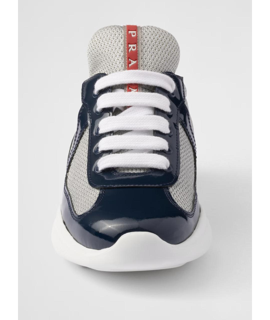 PRADA Синие текстильные низкие кроссовки / кеды, фото 6