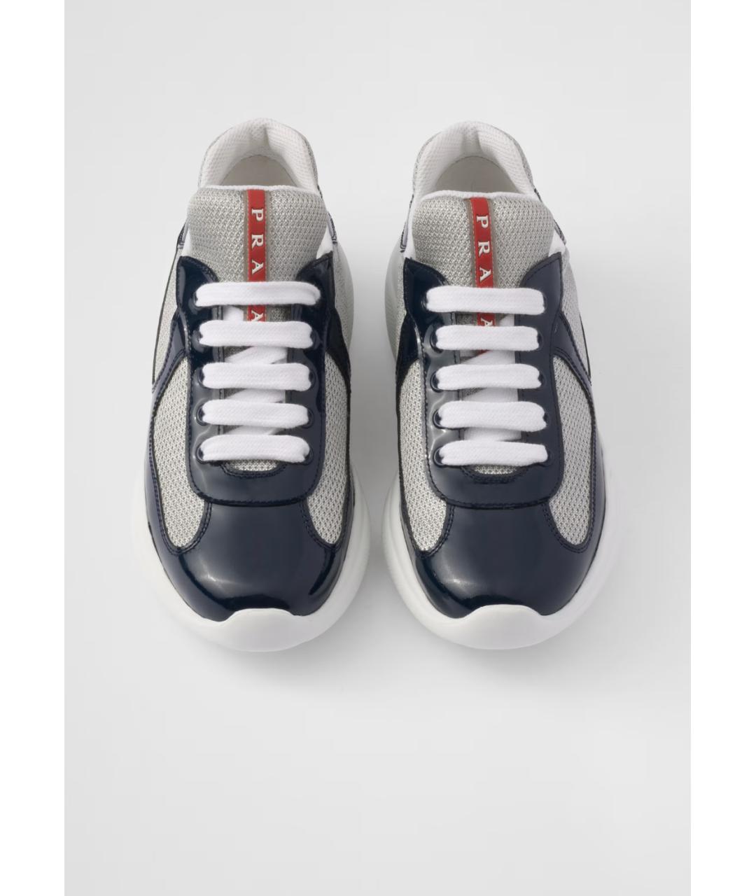 PRADA Синие текстильные низкие кроссовки / кеды, фото 4