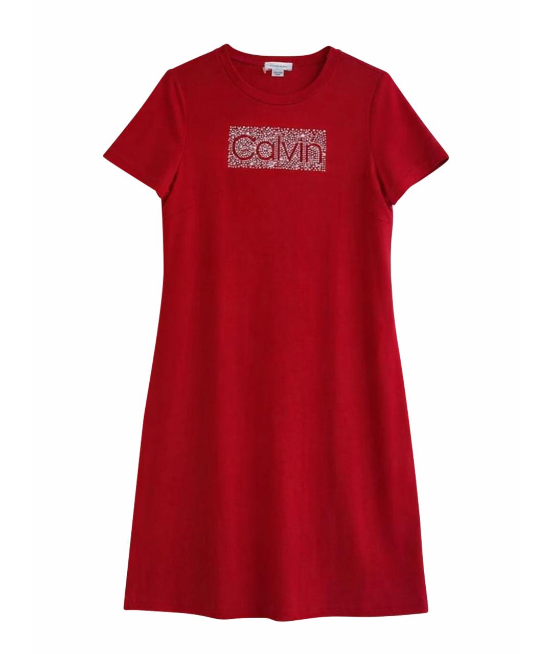 CALVIN KLEIN Красное хлопко-эластановое повседневное платье, фото 1