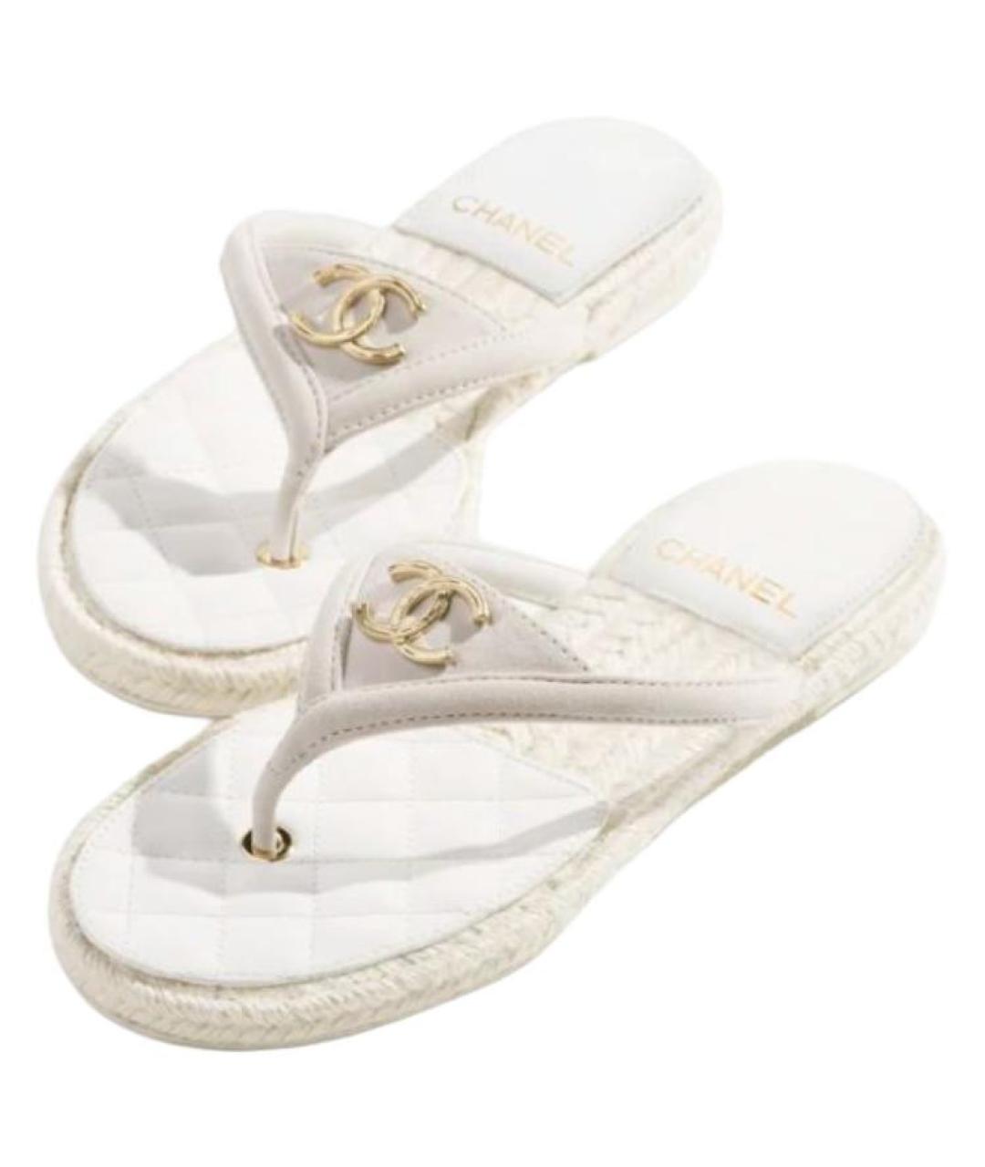 CHANEL Белые шлепанцы, фото 3