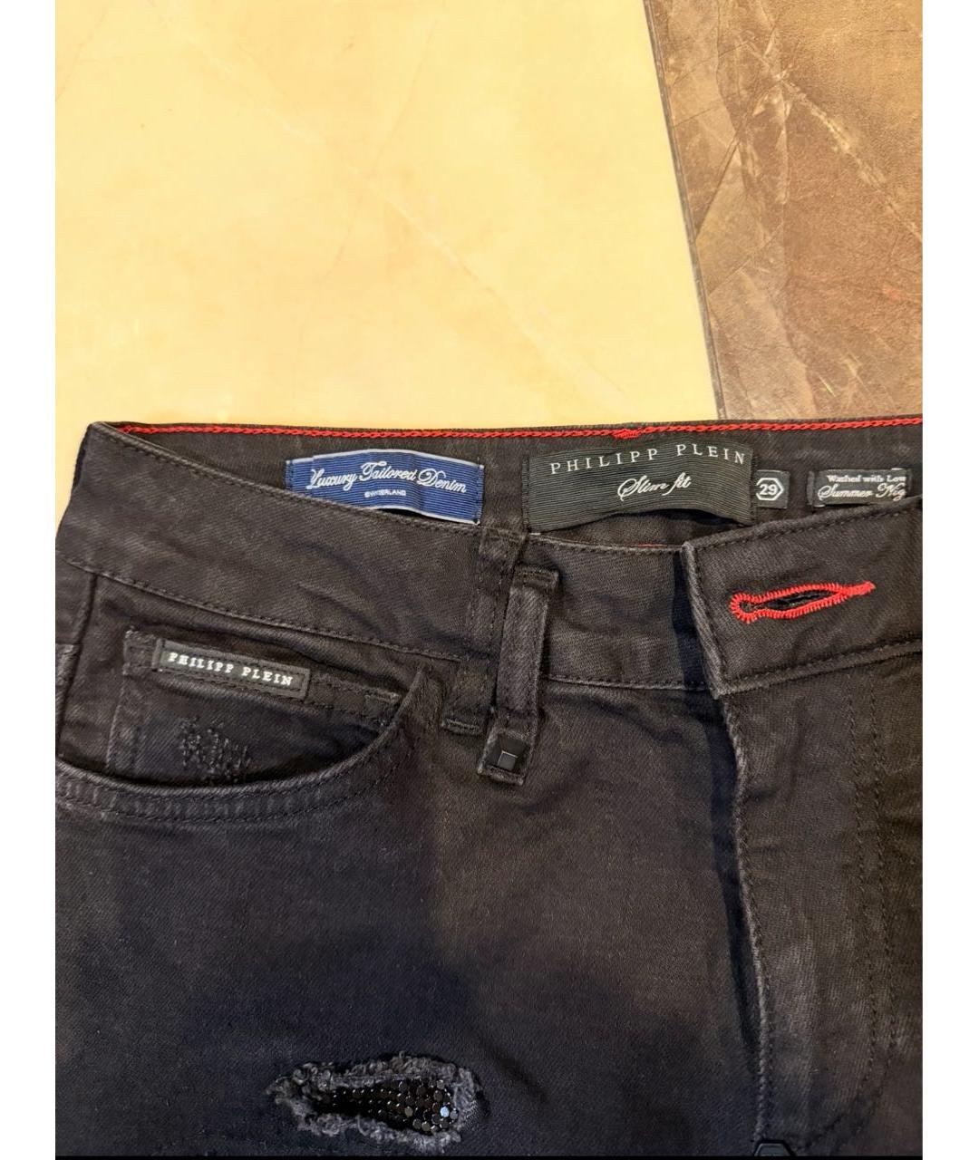 PHILIPP PLEIN Черные хлопковые джинсы скинни, фото 3