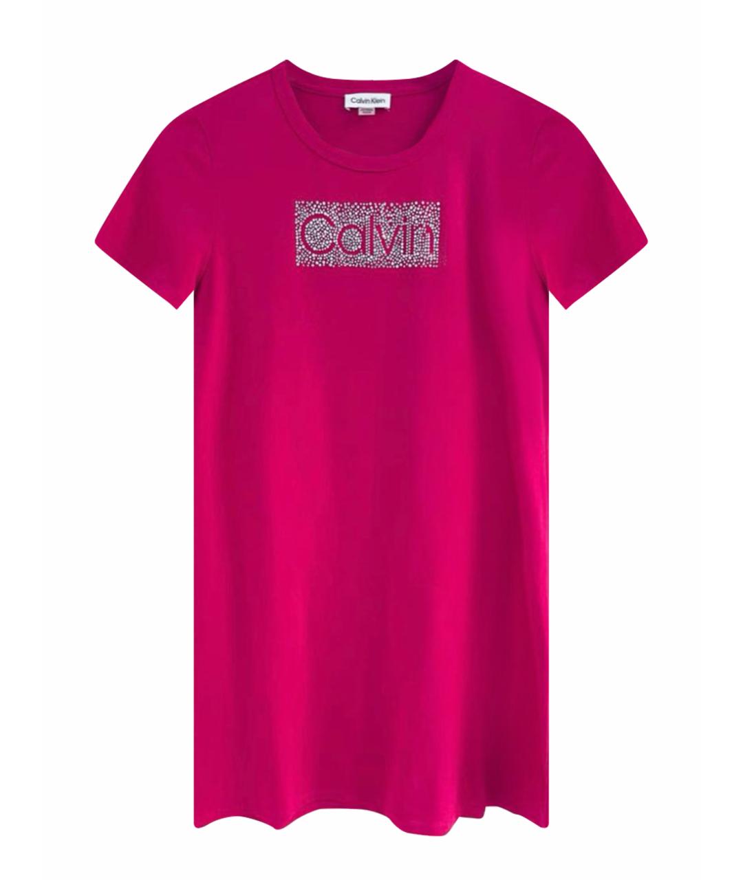 CALVIN KLEIN Фуксия хлопко-эластановое повседневное платье, фото 1